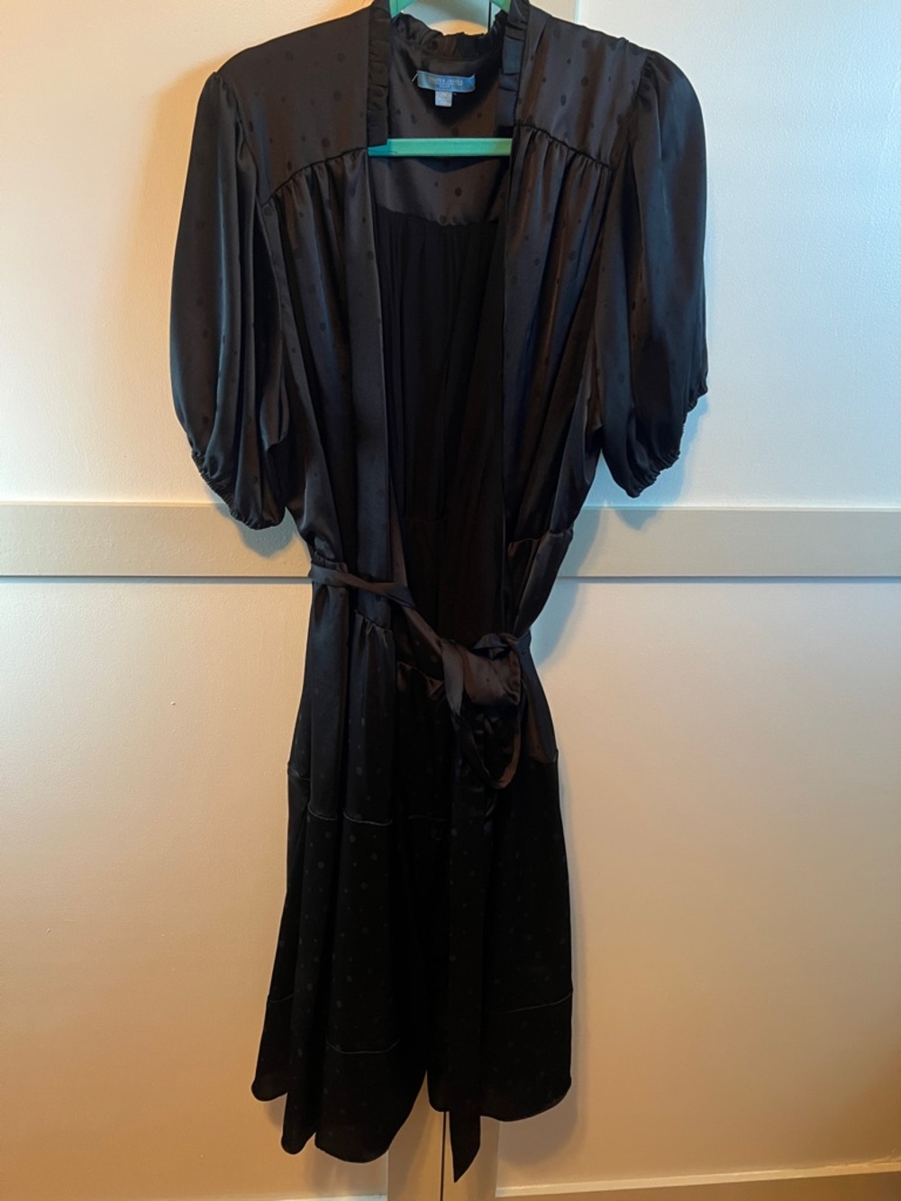 Draper James Black Midi Dress with Puff Sleeves